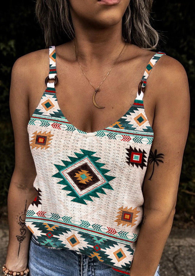 

Aztec Geometric Casual Camisole, Multicolor, SCM010880