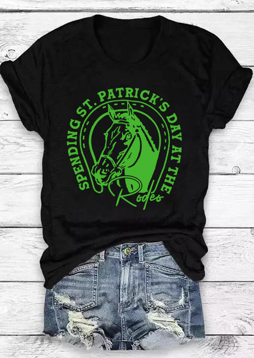 

Spending St. Patrick' Day At The Rodeo T-Shirt Tee - Black, SCM011045
