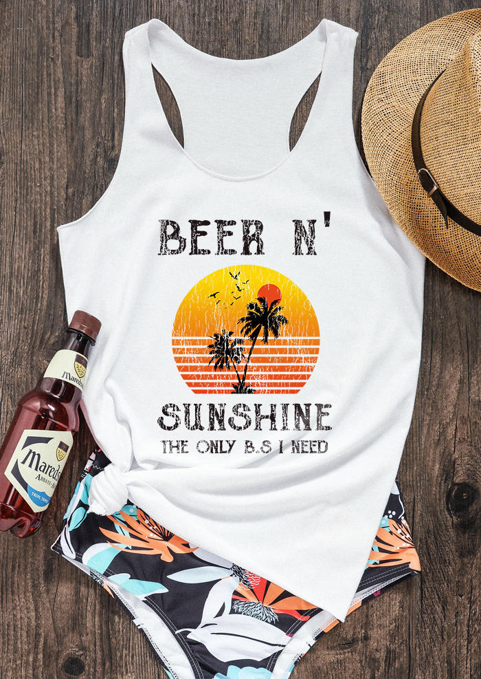 

Beers N' Sunshine The Only B.S. I Need Coconut Tree Racerback Tank - White, SCM011062