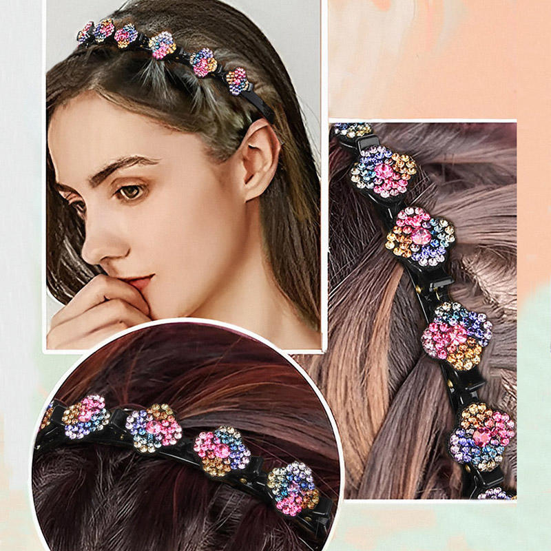 Sparkling Crystal Stone Dual-Layered Braided Hairpin