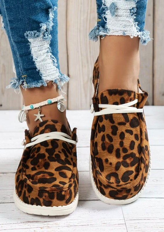

Leopard Slip On Round Toe Flat Sneakers, Multicolor, SCM010629