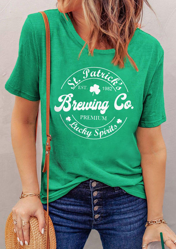 St. Patrick's Lucky Spirits Shamrock T-Shirt Tee - Green