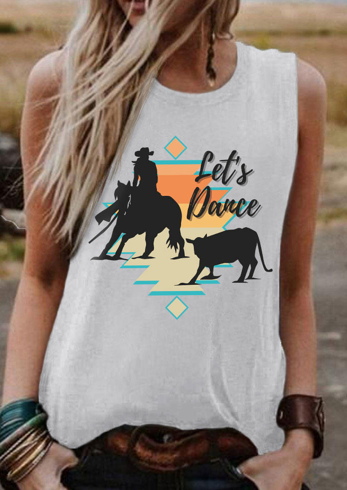 

Let' Dance Aztec Geometric Cowboy Tank - Light Grey, Gray, SCM011115
