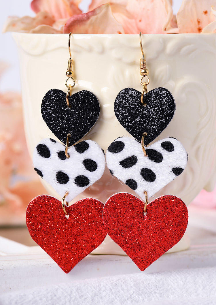 

Valentine Heart Glitter Hook Earrings, Multicolor, SCM010628