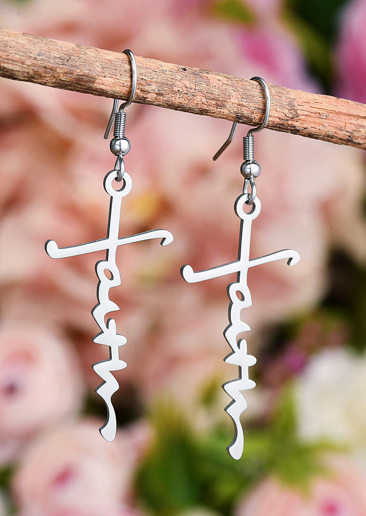 

Faith Alloy Hook Earrings, Silver, SCM010624