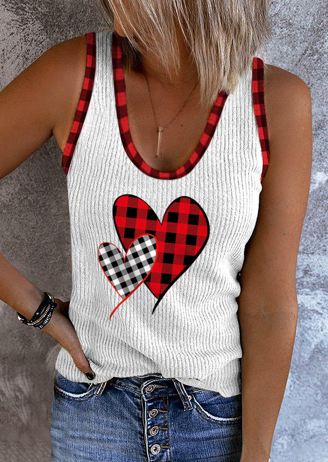 

Valentine Plaid Heart Tank - White, SCM010676