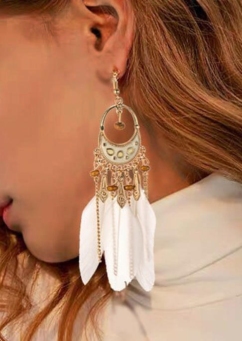 Vintage Tassel Feather Hook Earrings