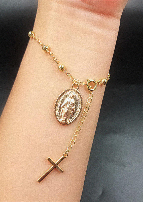 

Cross Faith Beading Alloy Bracelet, Black, SCM011012