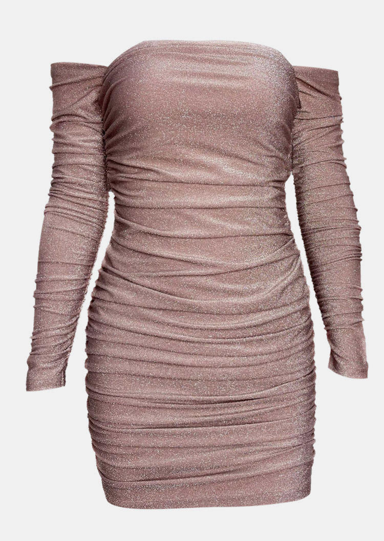 Ruched Off Shoulder Bodycon Dress - Pink