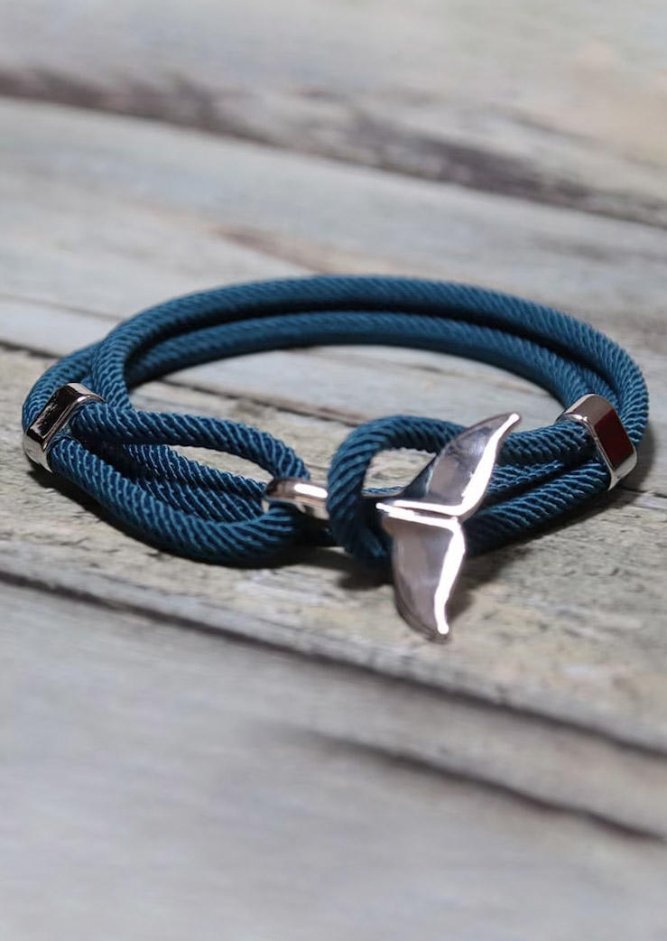 

Nautical Whale Tail Hook Rope Bracelet, Blue, SCM011085