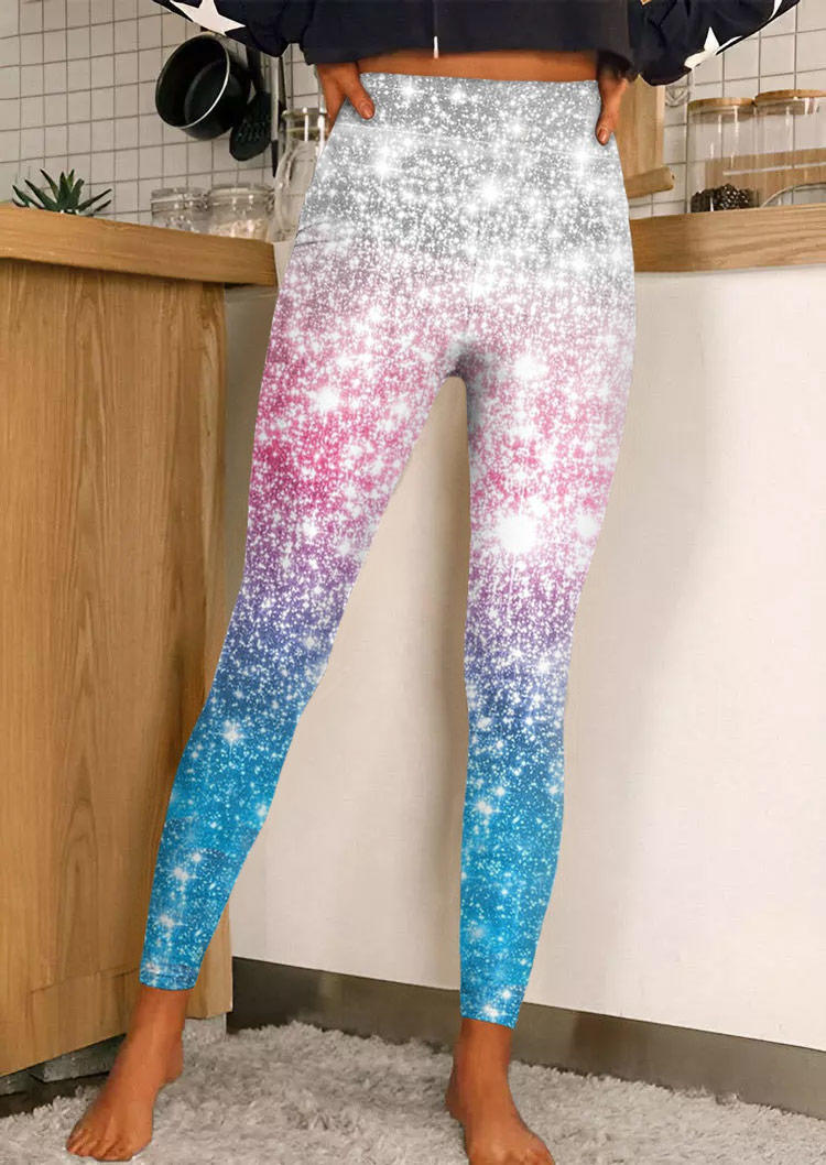 

Glitter High Waist Skinny Leggings, Multicolor, SCM011178