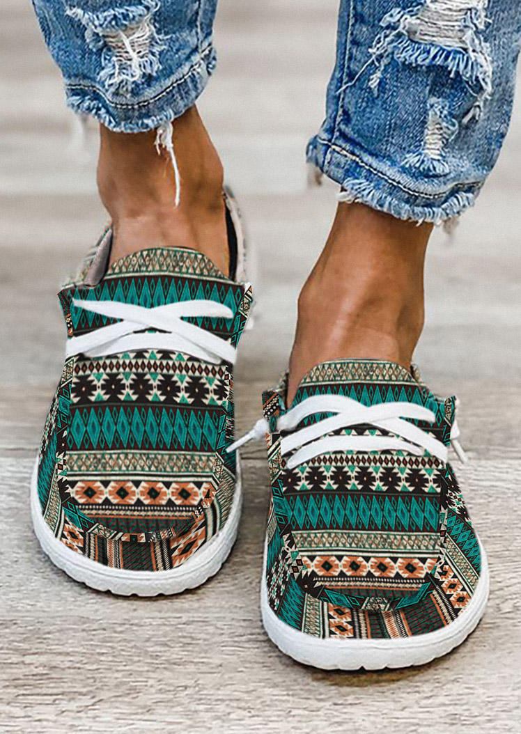 

Aztec Geometric Lace Up Sneakers, Multicolor, SCM011319