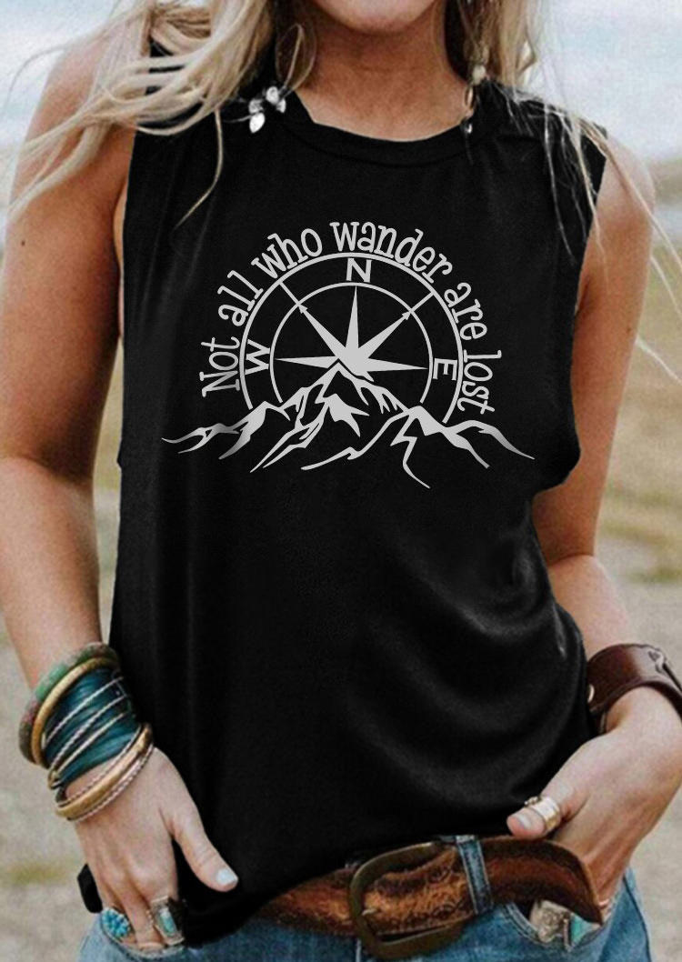 

Not All Who Wander Are Lost O-Neck Tank - Black, SCM011383