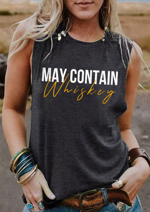 

May Contain Whiskey Casual Tank - Dark Grey, Gray, SCM011403