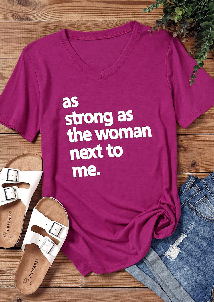 

As Strong As The Woman Next To Me V-Neck T-Shirt Tee - Purple, SCM000143