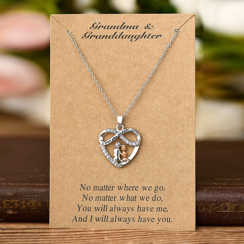 Valentine I Love You Forever Rhinestone Pendant Necklace