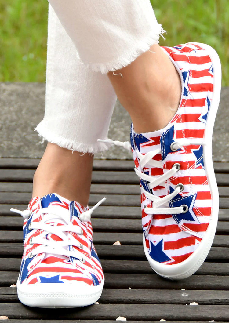 American Flag Star Striped Flat Sneakers