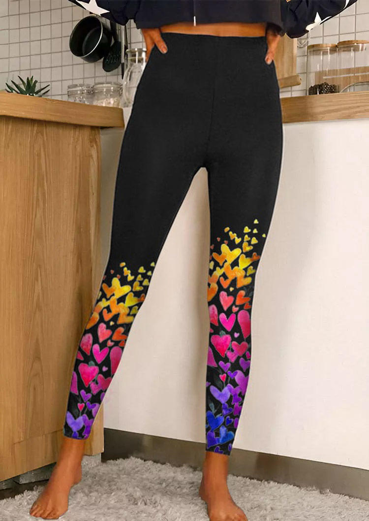 

Valentine Heart High Waist Skinny Leggings - Black, SCM011358