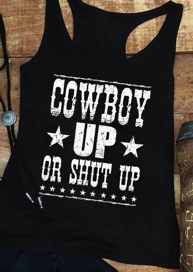 

Cowboy Up Or Shut Up Star Racerback Tank - Black, SCM011497