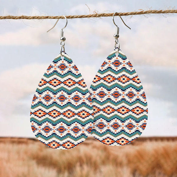 Aztec Geometric PU Leather Earrings