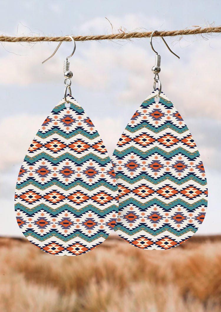 

Aztec Geometric PU Leather Earrings, Multicolor, SCM010953