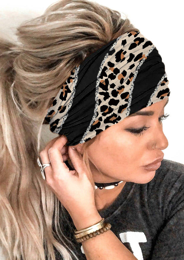 Leopard Glitter Sport Wide Headband SCM011376