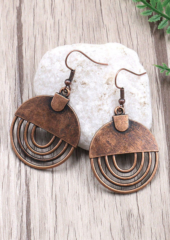

Vintage Hollow Out Hook Earrings, Brown, SCM011377