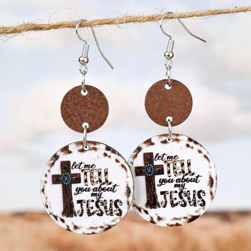 Let Me Tell You About My Jesus Cross Turquoise Earrings