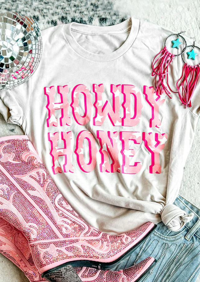 

Western Howdy Honey T-Shirt Tee - White, SCM011351