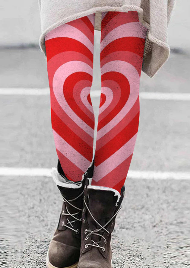 

Valentine Heart High Waist Skinny Leggings, Multicolor, SCM011652