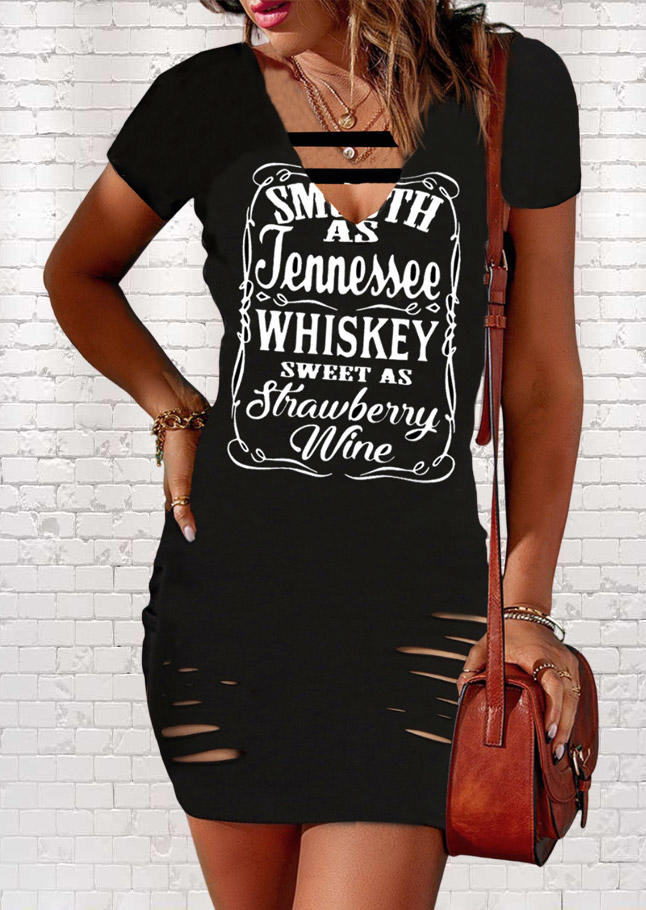 

Smooth As Tennessee Whiskey Sweet As Strawberry Wine Cut Out Bodycon Dress - Black, SCM011675