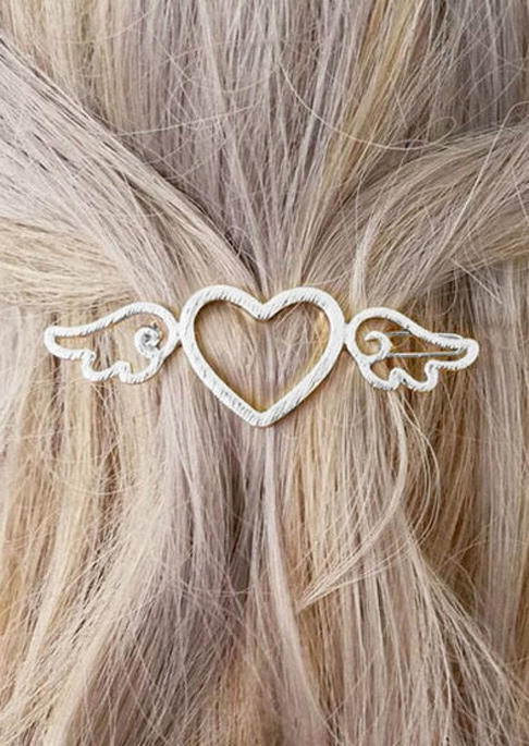 

Valentine Hollow Out Heart Wings Hair Clips, Silver, SCM011373