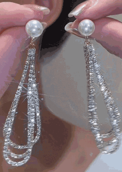 Pearl Rhinestone Hollow Out Earrings