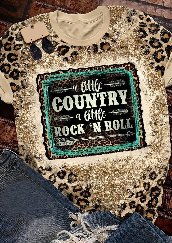 

A Little Country A Little Rock 'N Roll Leopard T-Shirt Tee, Multicolor, SCM011534