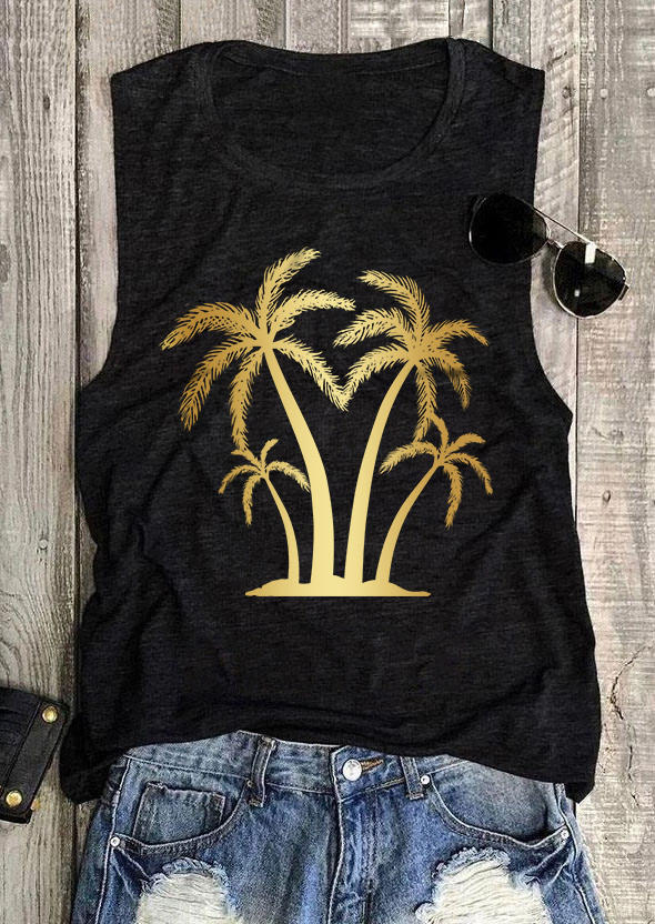 

Coconut Tree O-Neck Tank - Black, SCM011622