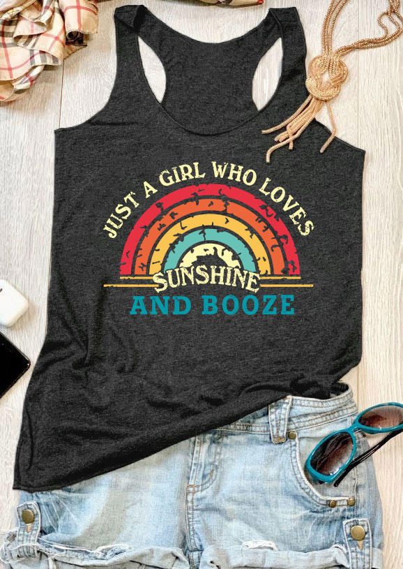 

Just A Girl Who Loves Sunshine And Booze Racerback Tank - Gray, SCM011689