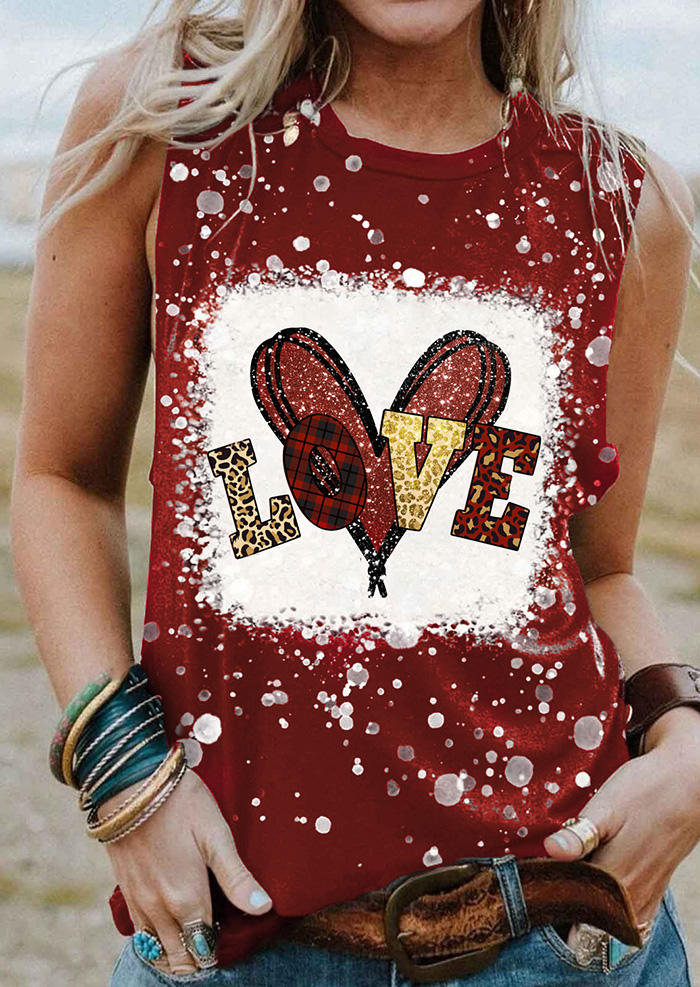 

Valentine Love Heart Leopard Plaid Tank - Red, SCM011491