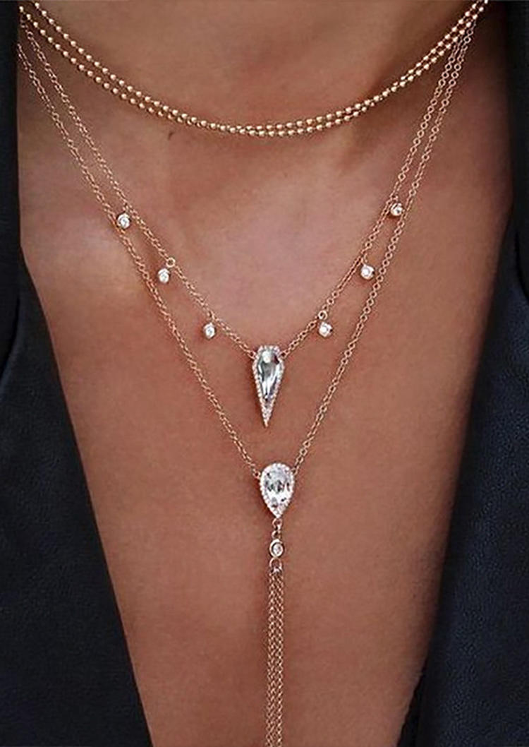 Rhinestone Multi-Layered Pendant Necklace