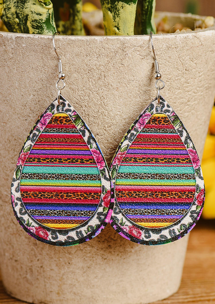 

Leopard Serape Striped Water Drop Earrings, Multicolor, SCM011569