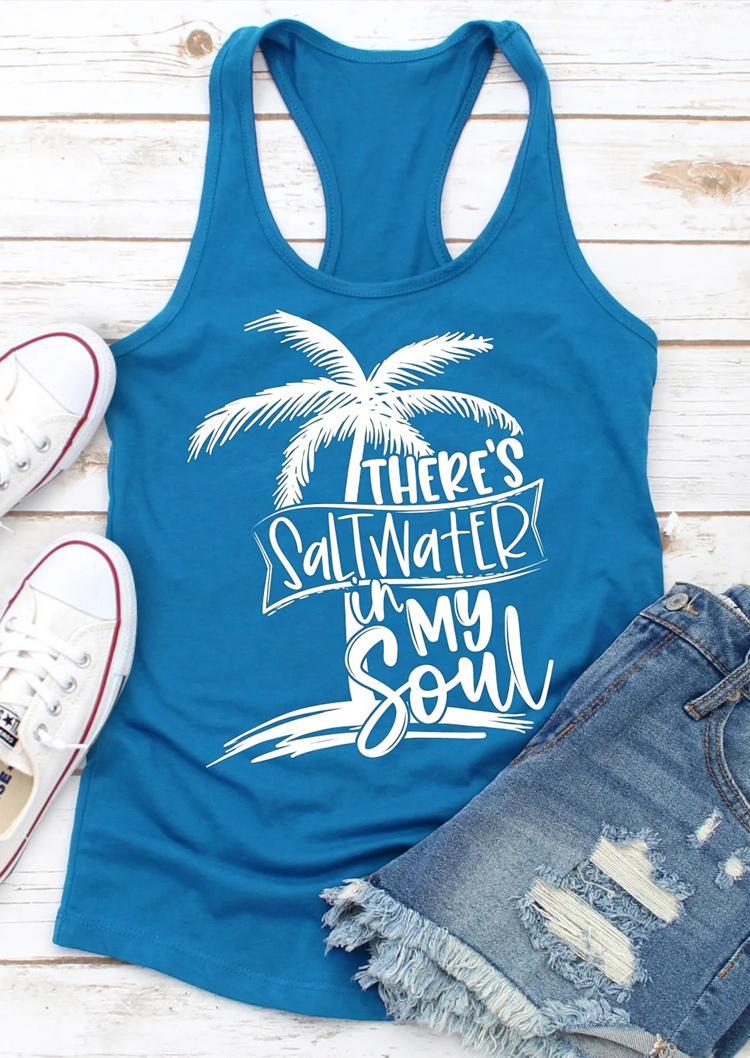 

There's Saltwater In My Soul O-Neck Racerback Tank - Blue, SCM011697