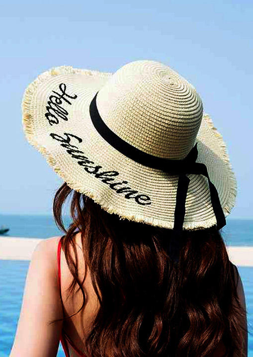 

Hello Sunshine Bowknot Straw Hat, White, SCM011707