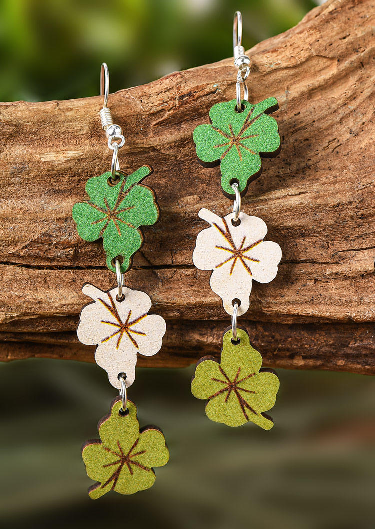 St. Patrick's Day Lucky Shamrock Wooden Earrings