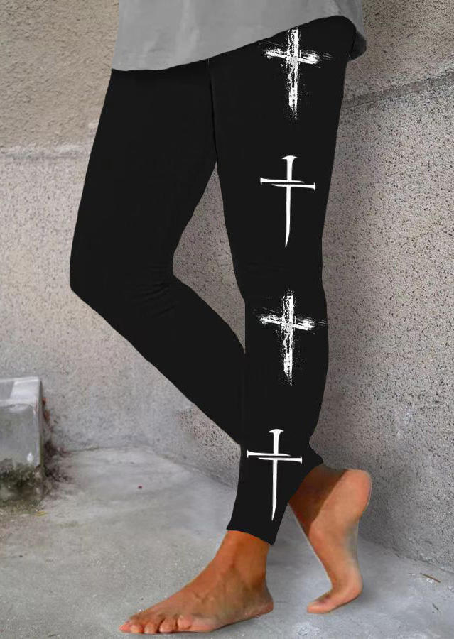 

Cross Elastic Waist Leggings - Black, SCM011596