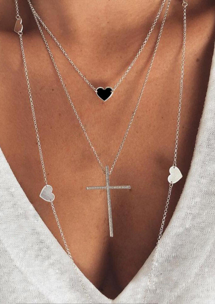 Cross Love Heart Multi-Layered Necklace