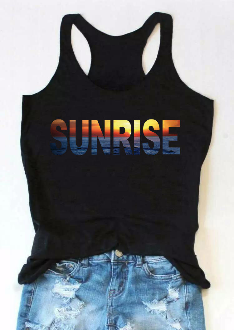 

Sunrise O-Neck Racerback Tank - Black, SCM011823
