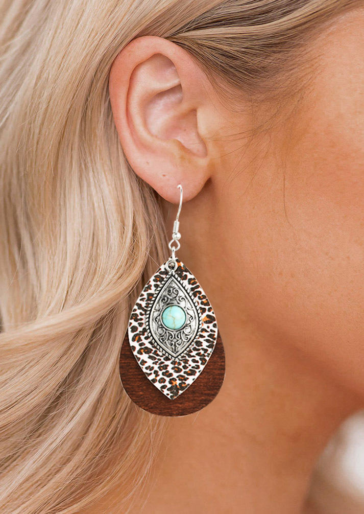 

Leopard Turquoise Hook Earrings, Multicolor, SCM011640