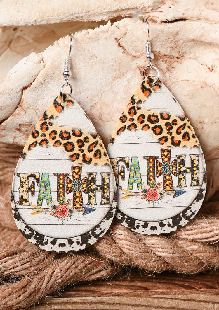 Faith Leopard Cow Water Drop Earrings