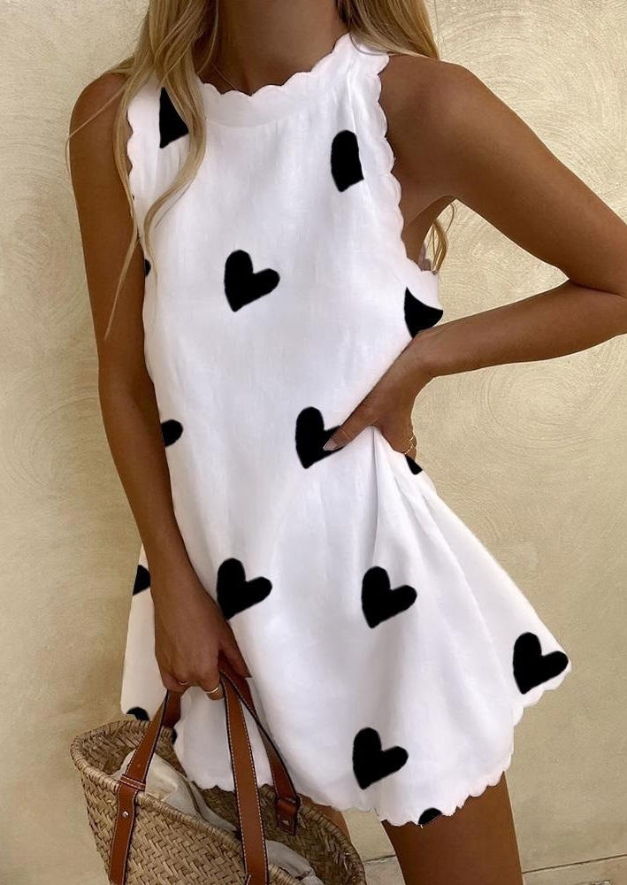 

Love Heart Scallop Collar Mini Dress - White, SCM011661