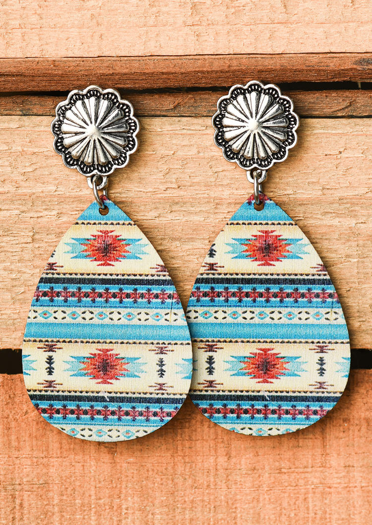 

Aztec Geometric Wooden Water Drop Earrings, Multicolor, SCM011771