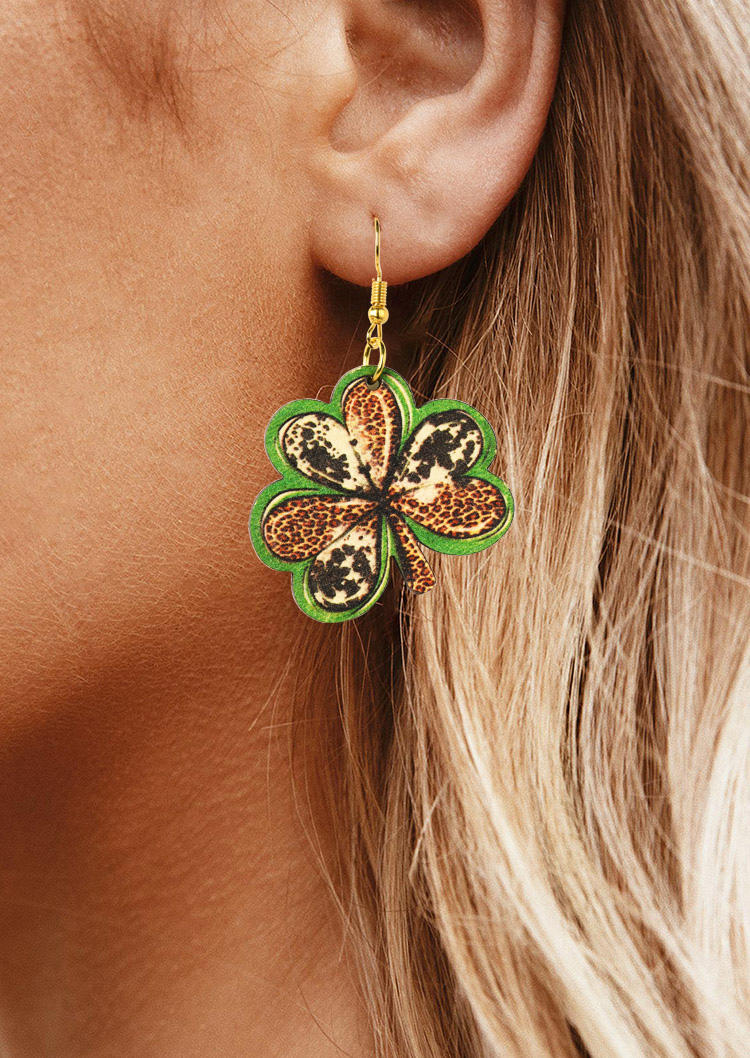 St. Patrick's Day Lucky Shamrock Leopard Earrings